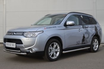 19 549 р. Защита порогов на SLITKOFF (труба D63)  Mitsubishi Outlander  GF (2012-2014) дорестайлинг (Защита порогов с со скосами на торцах (вариант 1))  с доставкой в г. Керчь. Увеличить фотографию 3