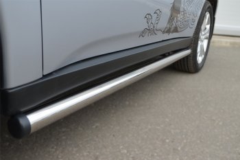 Защита порогов на SLITKOFF (труба D63) Mitsubishi Outlander  GF (2012-2014) дорестайлинг (Защита порогов с загрушками на торцах (вариант 2))