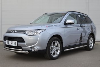 18 799 р. Защита порогов на SLITKOFF (труба D63)  Mitsubishi Outlander  GF (2012-2014) дорестайлинг (Защита порогов с загрушками на торцах (вариант 2))  с доставкой в г. Керчь. Увеличить фотографию 4