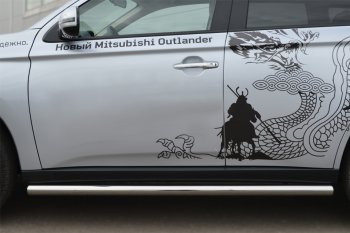 9 749 р. Защита порогов на SLITKOFF (труба D63)  Mitsubishi Outlander  GF (2012-2014) дорестайлинг (Защита порогов с закругленными торцами (вариант 3))  с доставкой в г. Керчь. Увеличить фотографию 3