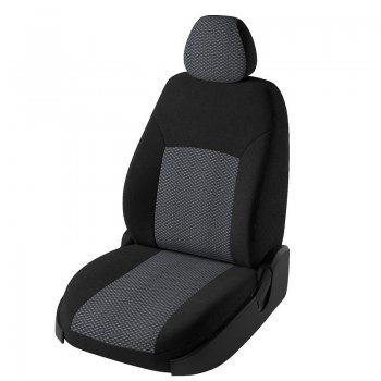 Чехлы для сидений Дублин (жаккард) Mitsubishi Outlander  GF (2012-2018) дорестайлинг, 2-ой рестайлинг (Черный, вставка Ёж белый)