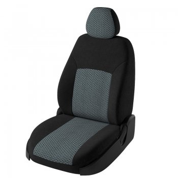 Чехлы для сидений Дублин (жаккард) Mitsubishi Outlander  GF (2012-2018) дорестайлинг, 2-ой рестайлинг (Черный, вставка Сеул серый)