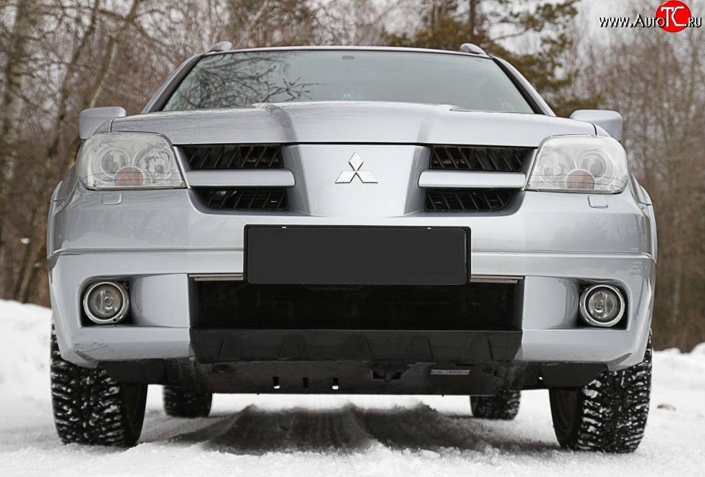3 299 р. Накладка на передний бампер RA  Mitsubishi Outlander  CU (2003-2009) (Поверхность глянец (под покраску), Неокрашенная)  с доставкой в г. Керчь