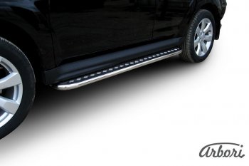 14 219 р. Защита штатных порогов с листом Arbori (нержавейка, алюминий, d42 mm) Mitsubishi Outlander XL (CW)  рестайлинг (2010-2013)  с доставкой в г. Керчь. Увеличить фотографию 2