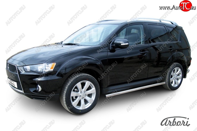 20 799 р. Защита штатных порогов Arbori (нержавейка, d57 mm). Mitsubishi Outlander XL (CW)  рестайлинг (2010-2013)  с доставкой в г. Керчь