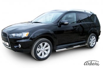 14 579 р. Защита штатных порогов Arbori (нержавейка, d76 mm). Mitsubishi Outlander XL (CW)  рестайлинг (2010-2013)  с доставкой в г. Керчь. Увеличить фотографию 2