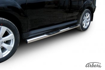 Защита штатных порогов Arbori (нержавейка, d76 mm). Mitsubishi Outlander XL (CW)  рестайлинг (2010-2013)