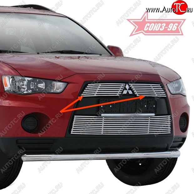 4 409 р. Декоративные элементы решетки радиатора Souz-96 (d10) Mitsubishi Outlander XL (CW)  рестайлинг (2010-2013)  с доставкой в г. Керчь