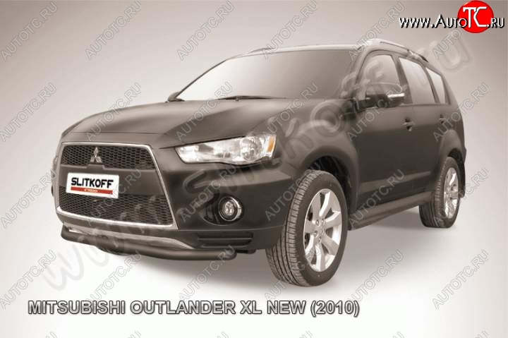 7 599 р. Защита переднего бампер Slitkoff  Mitsubishi Outlander  XL (2010-2013) (CW)  рестайлинг (Цвет: серебристый)  с доставкой в г. Керчь