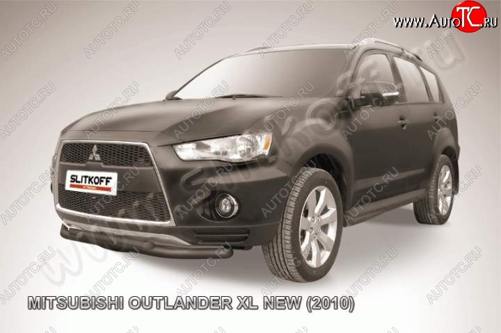 9 449 р. Защита переднего бампер Slitkoff  Mitsubishi Outlander  XL (2010-2013) (CW)  рестайлинг (Цвет: серебристый)  с доставкой в г. Керчь