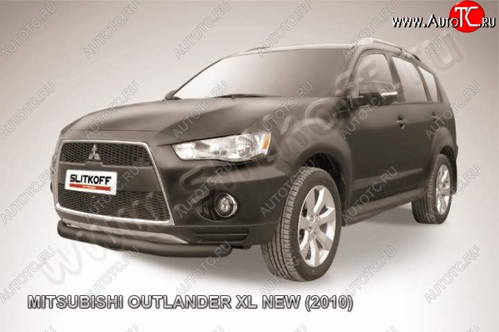 8 199 р. защита переднего бампера Slitkoff  Mitsubishi Outlander  XL (2010-2013) (CW)  рестайлинг (Цвет: серебристый)  с доставкой в г. Керчь