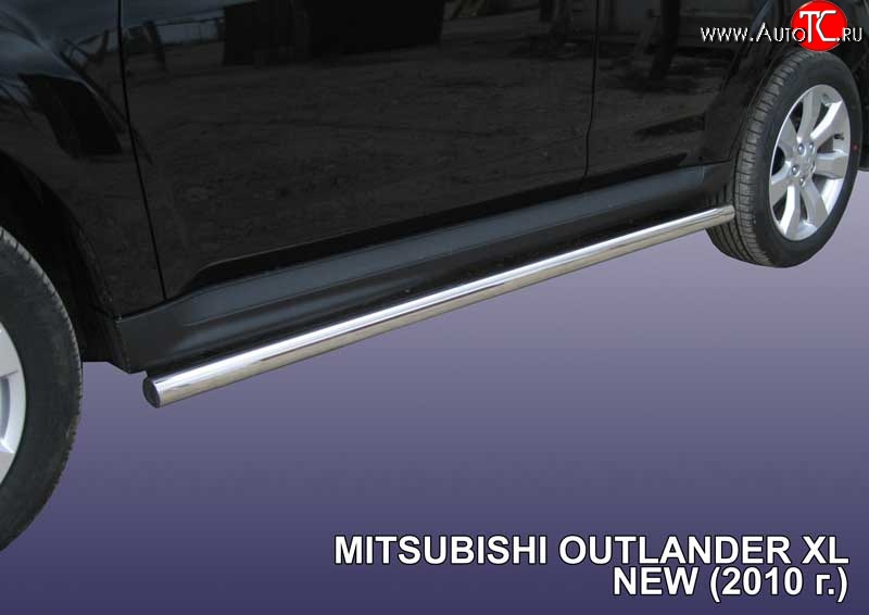 14 999 р. Защита порогов из круглой трубы диаметром 76 мм Slitkoff  Mitsubishi Outlander  XL (2010-2013) (CW)  рестайлинг (Нержавейка, Полированная)  с доставкой в г. Керчь