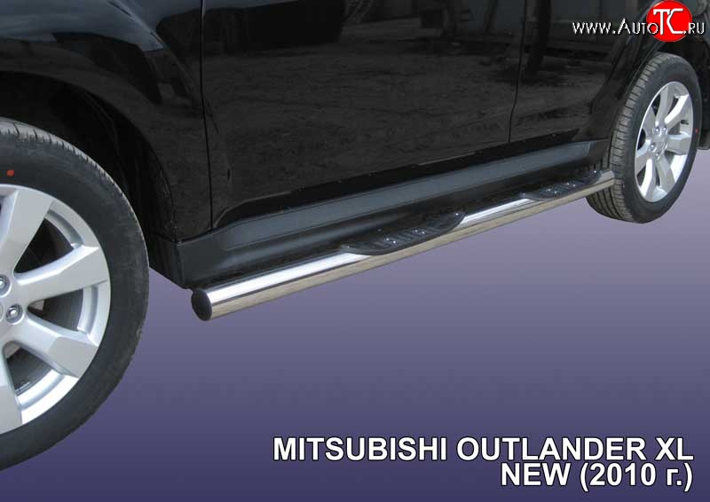 17 699 р. Защита порогов из трубы d76 мм с пластиковыми вставками для ног Slitkoff  Mitsubishi Outlander  XL (2010-2013) (CW)  рестайлинг (Нержавейка, Полированная)  с доставкой в г. Керчь