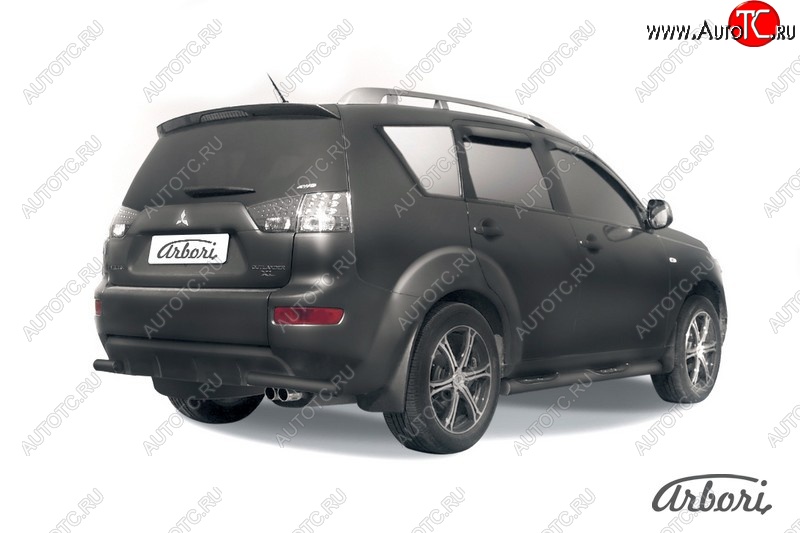 7 019 р. Защита заднего бампера Arbori (уголки, черная, 1 труба d57 mm). Mitsubishi Outlander XL (CW)  рестайлинг (2010-2013)  с доставкой в г. Керчь