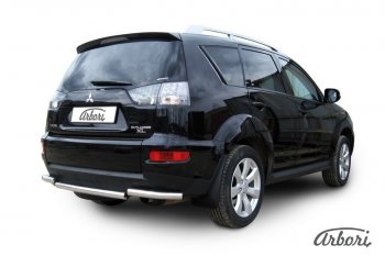 8 999 р. Защита заднего бампера Arbori (короткая, нержавейка, 1 труба d57 mm). Mitsubishi Outlander XL (CW)  рестайлинг (2010-2013)  с доставкой в г. Керчь. Увеличить фотографию 2