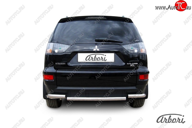 8 999 р. Защита заднего бампера Arbori (короткая, нержавейка, 1 труба d57 mm). Mitsubishi Outlander XL (CW)  рестайлинг (2010-2013)  с доставкой в г. Керчь