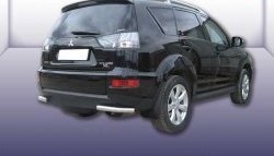 Защита заднего бампера из двух боковых уголков диаметром 57 мм Slitkoff Mitsubishi Outlander  XL (2010-2013) (CW)  рестайлинг