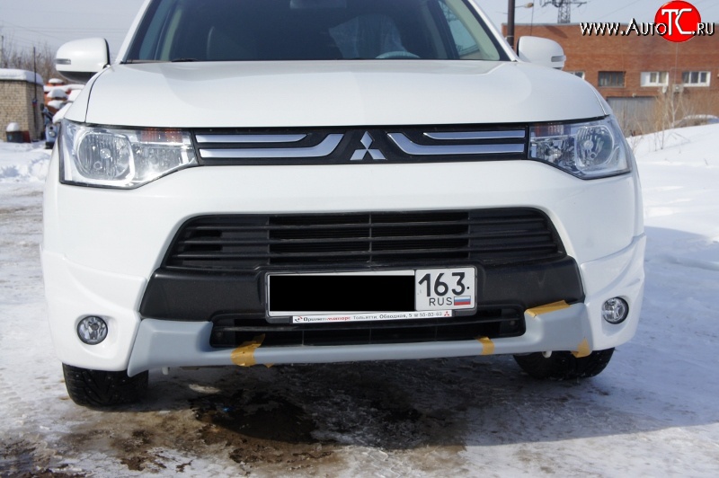 6 899 р. Накладки на передний бампер BROOMER Design (3 шт)  Mitsubishi Outlander  GF (2014-2016) 1-ый рестайлинг (Неокрашенная)  с доставкой в г. Керчь