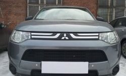 4 299 р. Сетка на бампер Russtal (черная) Mitsubishi Outlander GF дорестайлинг (2012-2014)  с доставкой в г. Керчь. Увеличить фотографию 2