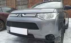 4 299 р. Сетка на бампер Russtal (черная) Mitsubishi Outlander GF дорестайлинг (2012-2014)  с доставкой в г. Керчь. Увеличить фотографию 3
