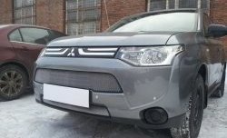 3 149 р. Сетка на бампер Russtal (хром) Mitsubishi Outlander GF дорестайлинг (2012-2014)  с доставкой в г. Керчь. Увеличить фотографию 2