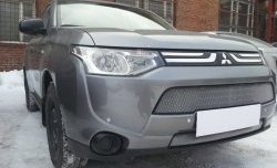 3 149 р. Сетка на бампер Russtal (хром) Mitsubishi Outlander GF дорестайлинг (2012-2014)  с доставкой в г. Керчь. Увеличить фотографию 3