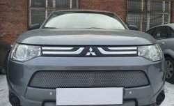 2 599 р. Сетка на бампер (рестайлинг) Russtal (хром) Mitsubishi Outlander GF дорестайлинг (2012-2014)  с доставкой в г. Керчь. Увеличить фотографию 3
