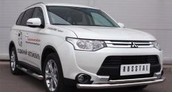 19 299 р. Защита переднего бампера (2 трубыØ63 и 42 мм, нержавейка) SLITKOFF  Mitsubishi Outlander  GF (2014-2016) 1-ый рестайлинг  с доставкой в г. Керчь. Увеличить фотографию 4