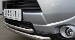 16 999 р. Защита переднего бампера (2 трубыØ63 и 42 мм, нержавейка) SLITKOFF  Mitsubishi Outlander  GF (2012-2014) дорестайлинг  с доставкой в г. Керчь. Увеличить фотографию 3
