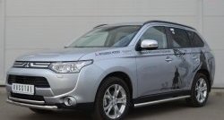 16 999 р. Защита переднего бампера (2 трубыØ63 и 42 мм, нержавейка) SLITKOFF  Mitsubishi Outlander  GF (2012-2014) дорестайлинг  с доставкой в г. Керчь. Увеличить фотографию 4