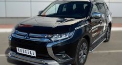 13 399 р. Защита переднего бампера (2 трубыØ75х42 и 63 мм, нержавейка) Russtal Mitsubishi Outlander GF 2-ой рестайлинг (2015-2018)  с доставкой в г. Керчь. Увеличить фотографию 4
