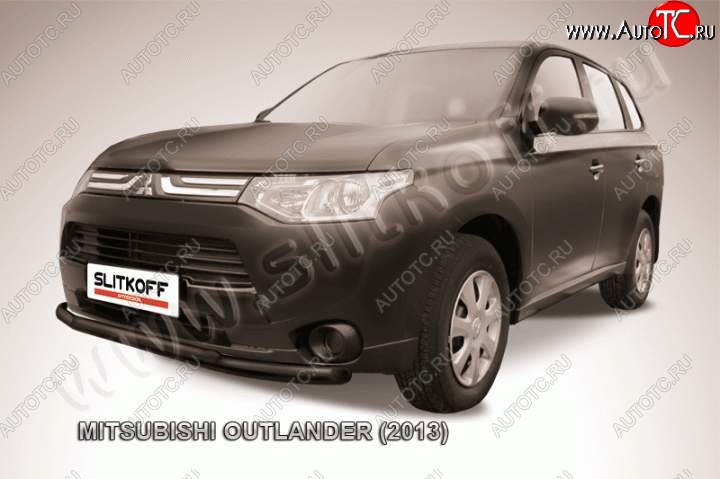 9 899 р. Защита переднего бампер Slitkoff  Mitsubishi Outlander  GF (2012-2014) дорестайлинг (Цвет: серебристый)  с доставкой в г. Керчь