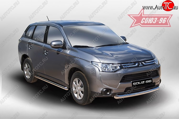 13 274 р. Защита переднего бампера одинарная Souz-96 (d76) Mitsubishi Outlander GF дорестайлинг (2012-2014)  с доставкой в г. Керчь