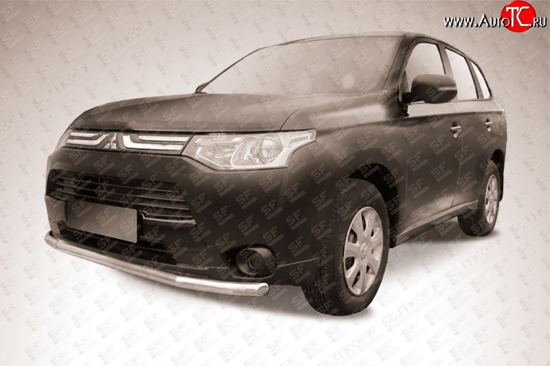 11 999 р. Защита переднего бампера из длинной трубы диаметром 57 мм Slitkoff Mitsubishi Outlander GF дорестайлинг (2012-2014) (Нержавейка, Полированная)  с доставкой в г. Керчь
