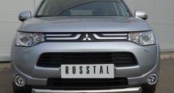 14 999 р. Одинарная защита переднего бампера диаметром 76 мм SLITKOFF  Mitsubishi Outlander  GF (2012-2014) дорестайлинг  с доставкой в г. Керчь. Увеличить фотографию 3