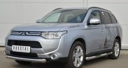 14 999 р. Одинарная защита переднего бампера диаметром 76 мм SLITKOFF  Mitsubishi Outlander  GF (2012-2014) дорестайлинг  с доставкой в г. Керчь. Увеличить фотографию 4