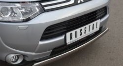 10 849 р. Защита переднего бампера (Ø75х42 мм, нержавейка) Russtal Mitsubishi Outlander GF дорестайлинг (2012-2014)  с доставкой в г. Керчь. Увеличить фотографию 2