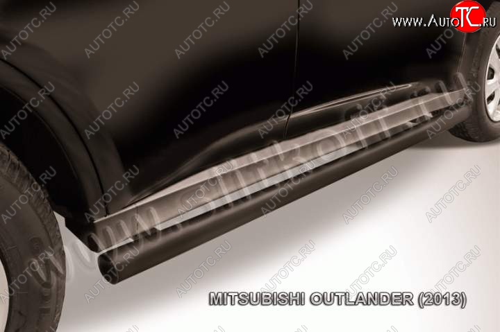 9 899 р. Защита порогов Slitkoff  Mitsubishi Outlander  GF (2012-2014) дорестайлинг (Цвет: серебристый)  с доставкой в г. Керчь