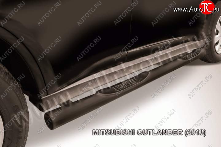 12 399 р. Защита порогов Slitkoff  Mitsubishi Outlander  GF (2012-2014) дорестайлинг (Цвет: серебристый)  с доставкой в г. Керчь
