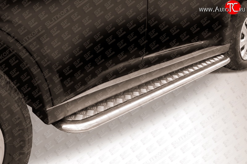 15 349 р. Широкая защита порогов Slitkoff  Mitsubishi Outlander  GF (2012-2014) дорестайлинг  с доставкой в г. Керчь