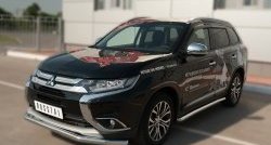 52 999 р. Защита порогов из круглой трубы диаметром 63 мм (рестайлинг) Russtal Mitsubishi Outlander GF 2-ой рестайлинг (2015-2018) (Защита порогов с со скосами на торцах (вариант 1))  с доставкой в г. Керчь. Увеличить фотографию 4