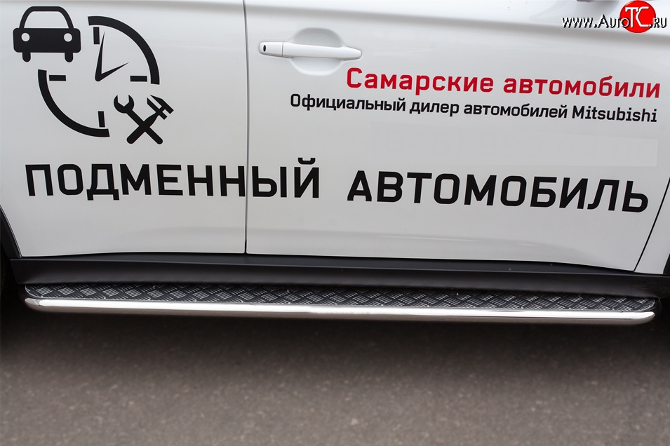 24 649 р. Широкая защита порогов (рестайлинг) SLITKOFF  Mitsubishi Outlander  GF (2014-2016) 1-ый рестайлинг  с доставкой в г. Керчь