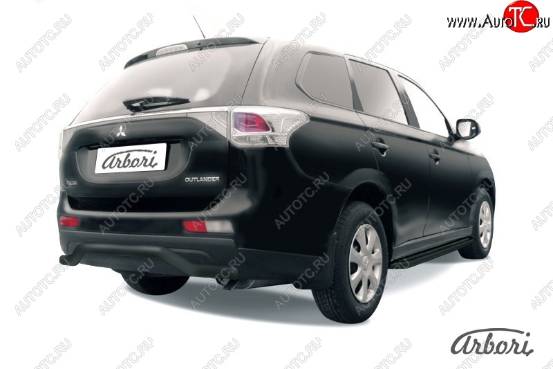 6 209 р. Защита заднего бампера Arbori (волна, черная, 1 труба d57 mm). Mitsubishi Outlander GF дорестайлинг (2012-2014)  с доставкой в г. Керчь