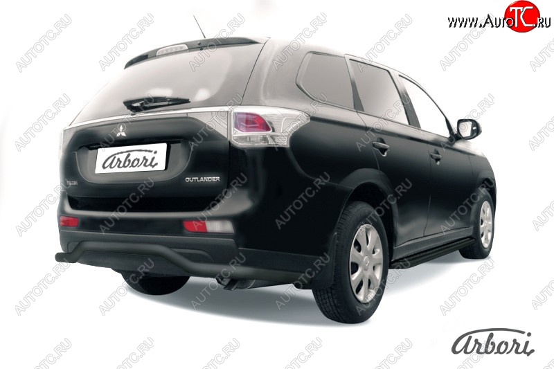 6 929 р. Защита заднего бампера Arbori (длинная, черная, 1 труба d57 mm). Mitsubishi Outlander GF дорестайлинг (2012-2014)  с доставкой в г. Керчь
