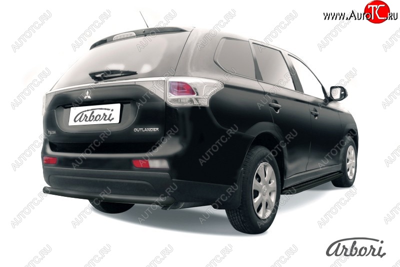 5 399 р. Защита заднего бампера Arbori (уголки, черная, 1 труба d57 mm). Mitsubishi Outlander GF дорестайлинг (2012-2014)  с доставкой в г. Керчь