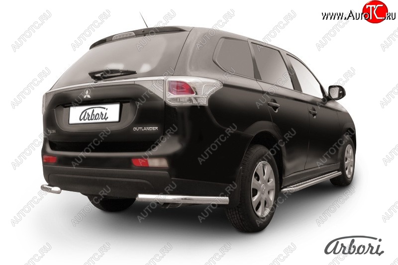 8 909 р. Защита заднего бампера Arbori (уголки, нержавейка, 1 труба d57 mm). Mitsubishi Outlander GF дорестайлинг (2012-2014)  с доставкой в г. Керчь