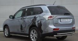 15 999 р. Защита заднего бампера (Ø63 и 42 мм, нержавейка) SLITKOFF  Mitsubishi Outlander  GF (2012-2014) дорестайлинг  с доставкой в г. Керчь. Увеличить фотографию 4
