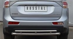 Защита заднего бампера (Ø63 и 42 мм, нержавейка) SLITKOFF Mitsubishi Outlander  GF (2012-2014) дорестайлинг