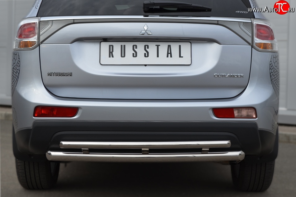 15 999 р. Защита заднего бампера (Ø63 и 42 мм, нержавейка) SLITKOFF  Mitsubishi Outlander  GF (2012-2014) дорестайлинг  с доставкой в г. Керчь