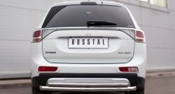 Защита заднего бампера (Ø63 и 42 мм, нержавейка) SLITKOFF Mitsubishi Outlander  GF (2014-2016) 1-ый рестайлинг
